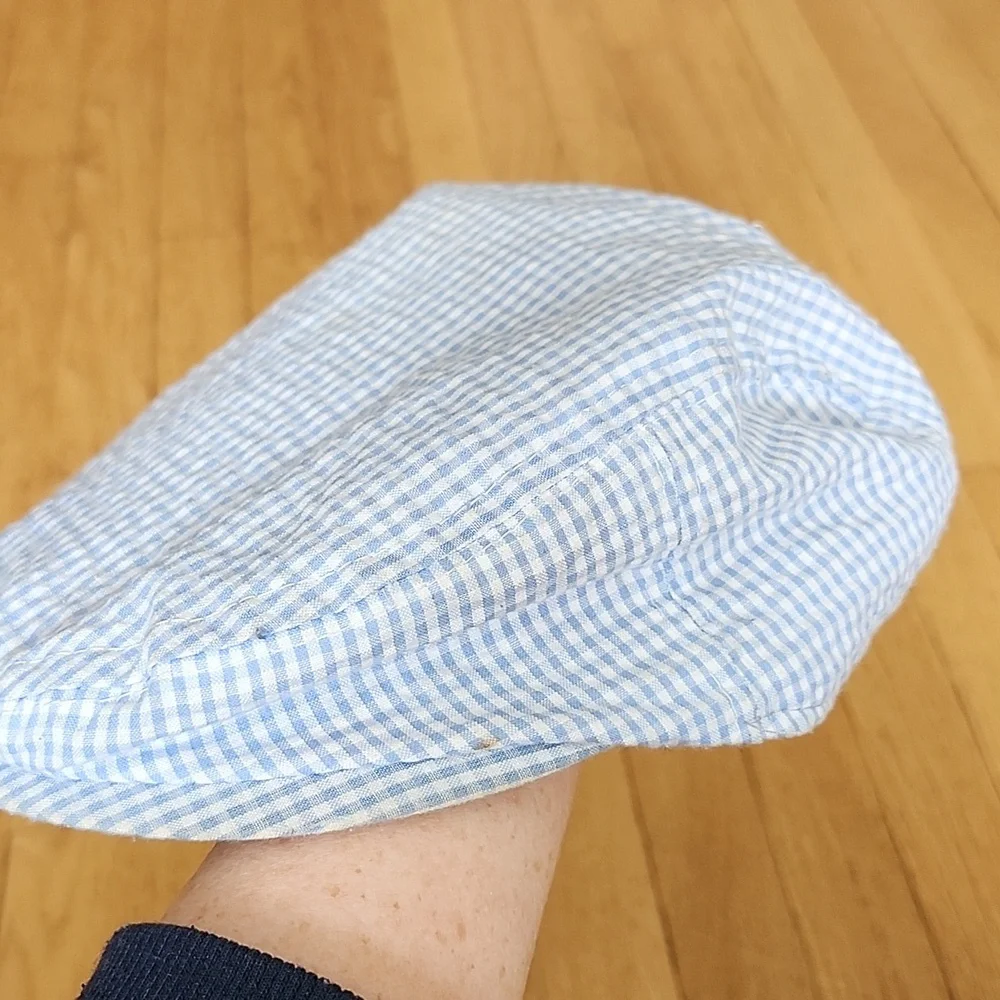 Light Blue And White Gingham Kids Cap Size Small 5/6